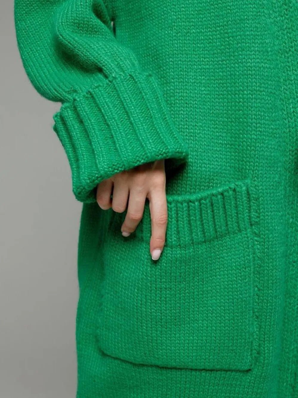 Pocketed Open Front Dropped Shoulder Cardigan designed for comfort and style at Lookzlike