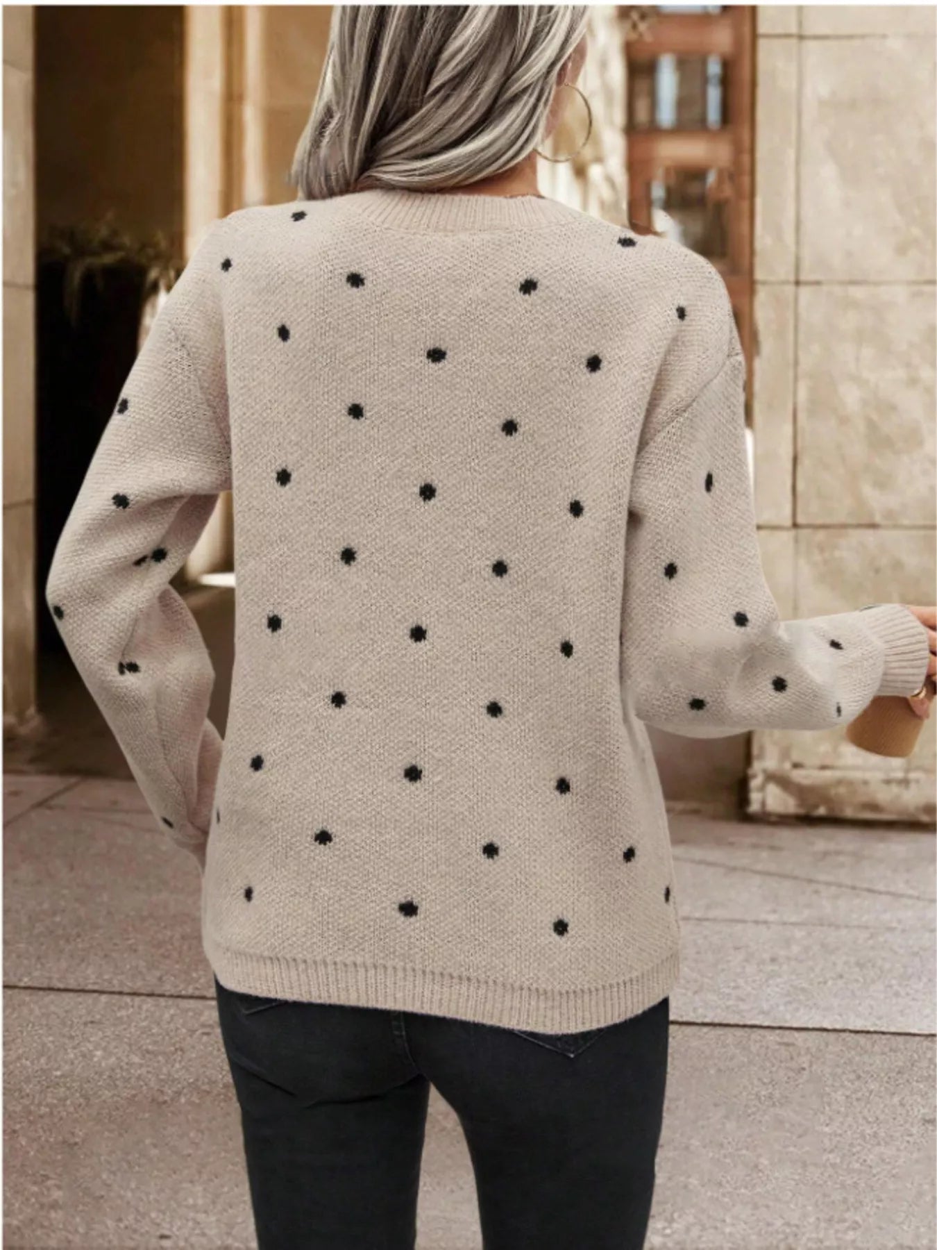 Polka Dot Long Sleeve Sweater designed for comfort and style at Lookzlike