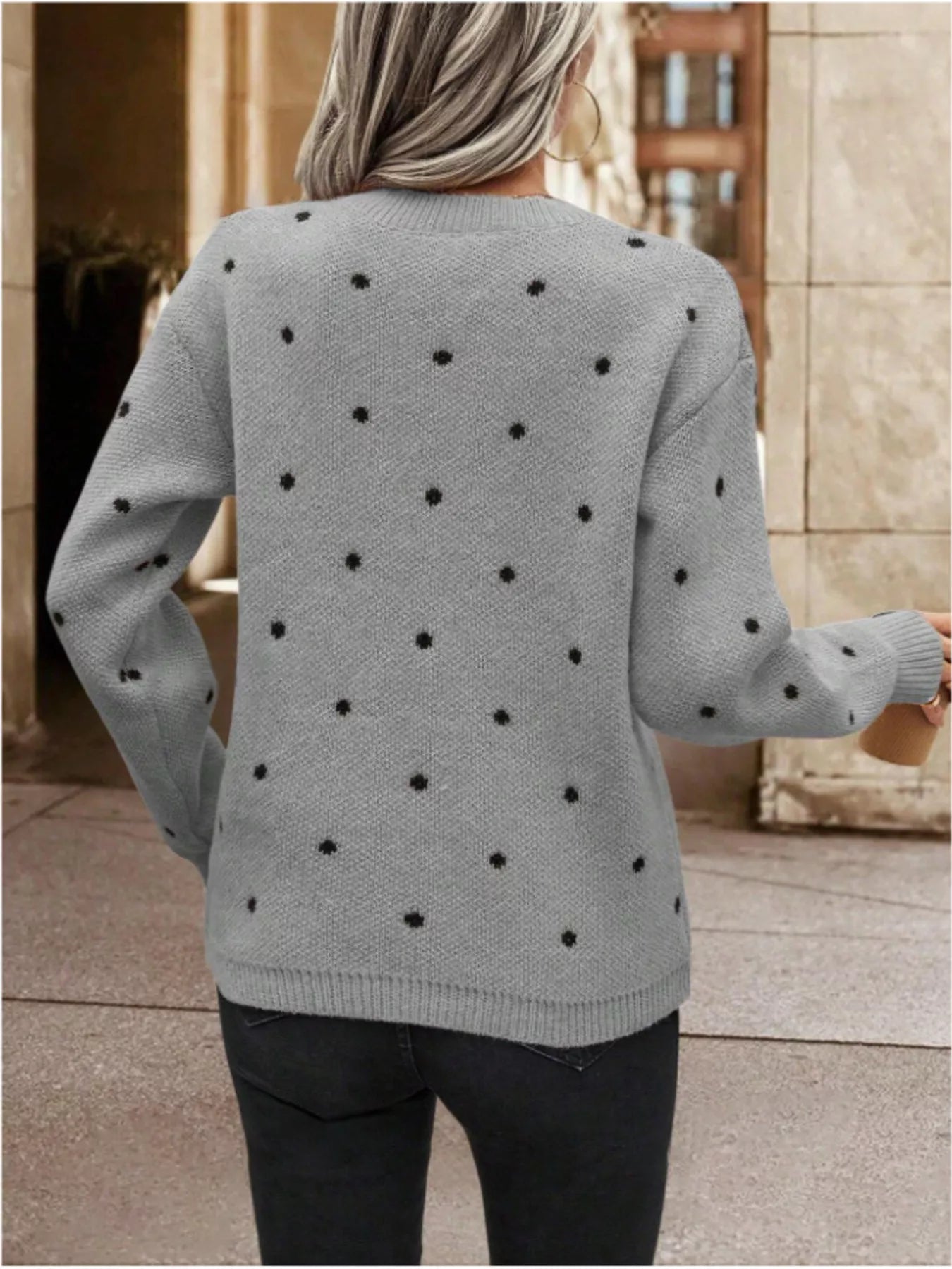 Polka Dot Long Sleeve Sweater designed for comfort and style at Lookzlike