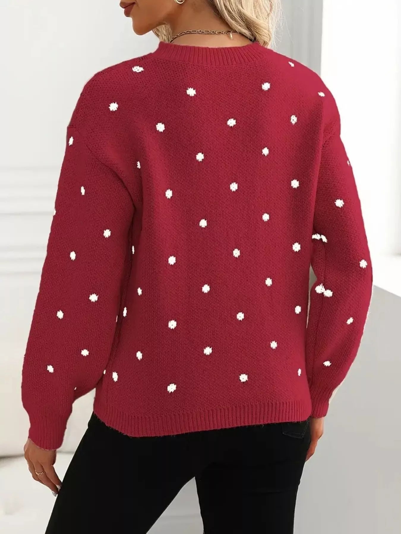 Polka Dot Long Sleeve Sweater designed for comfort and style at Lookzlike