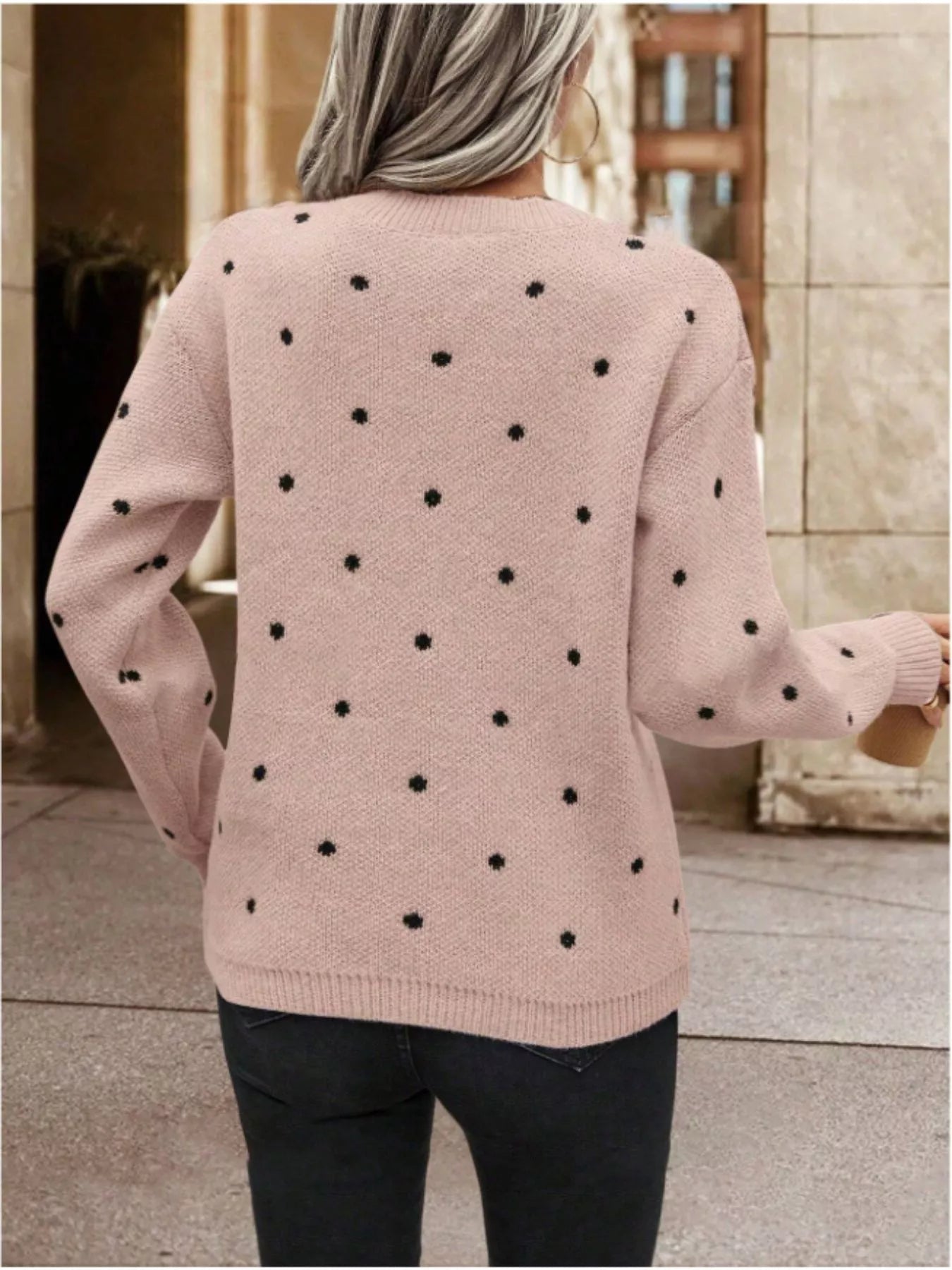 Polka Dot Long Sleeve Sweater designed for comfort and style at Lookzlike