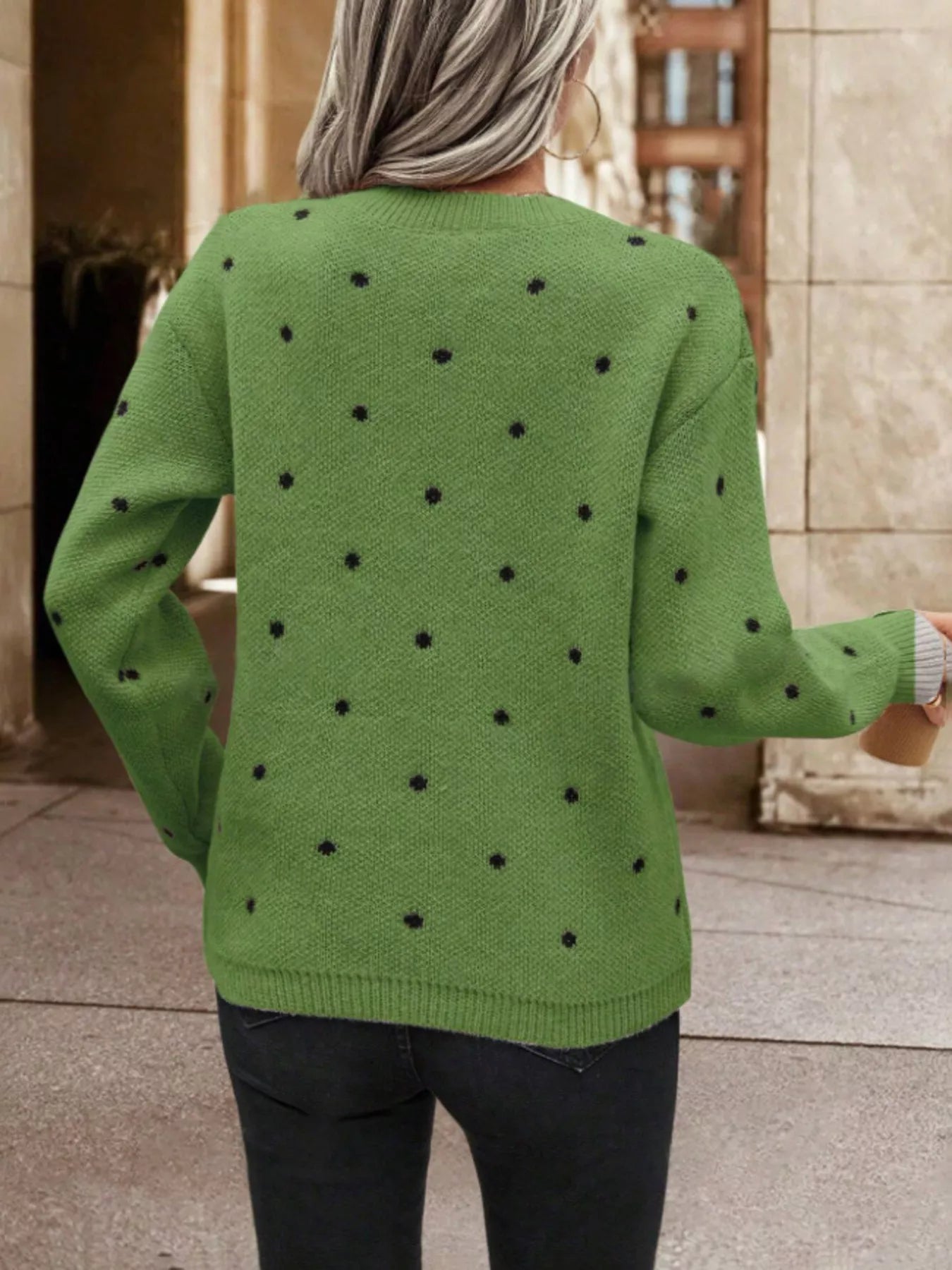 Polka Dot Long Sleeve Sweater designed for comfort and style at Lookzlike