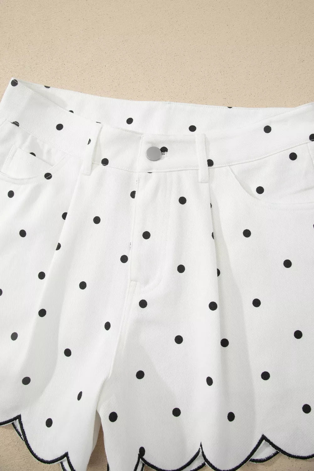 Polka Dot Scalloped Hem Shorts designed for comfort and style at Lookzlike