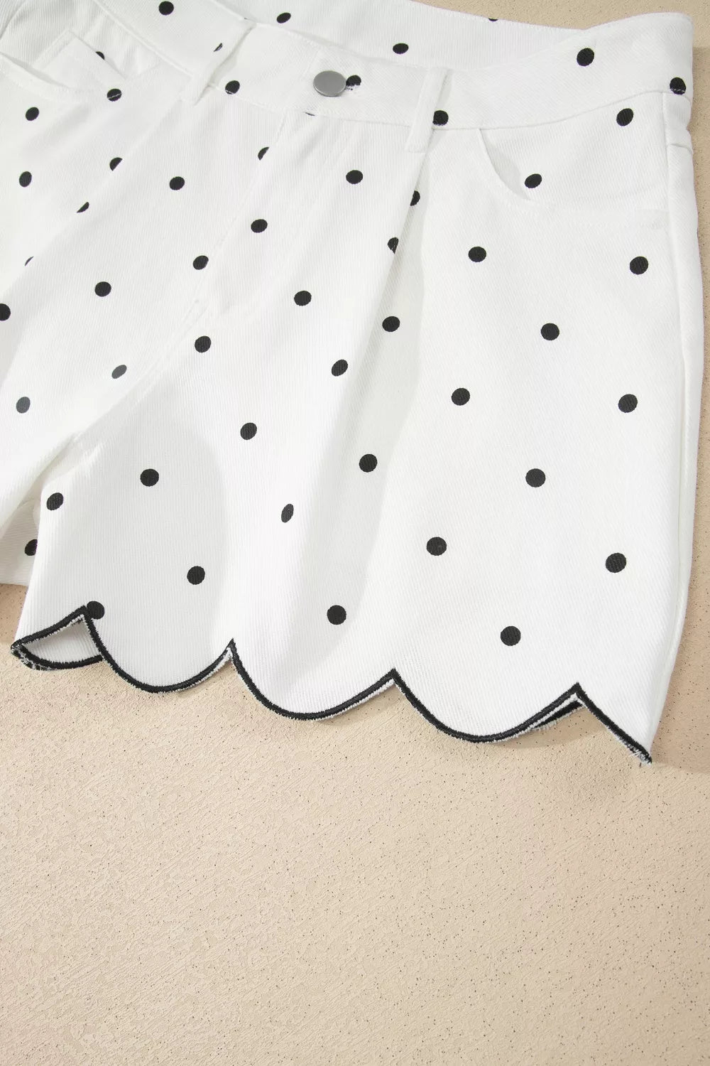 Polka Dot Scalloped Hem Shorts designed for comfort and style at Lookzlike