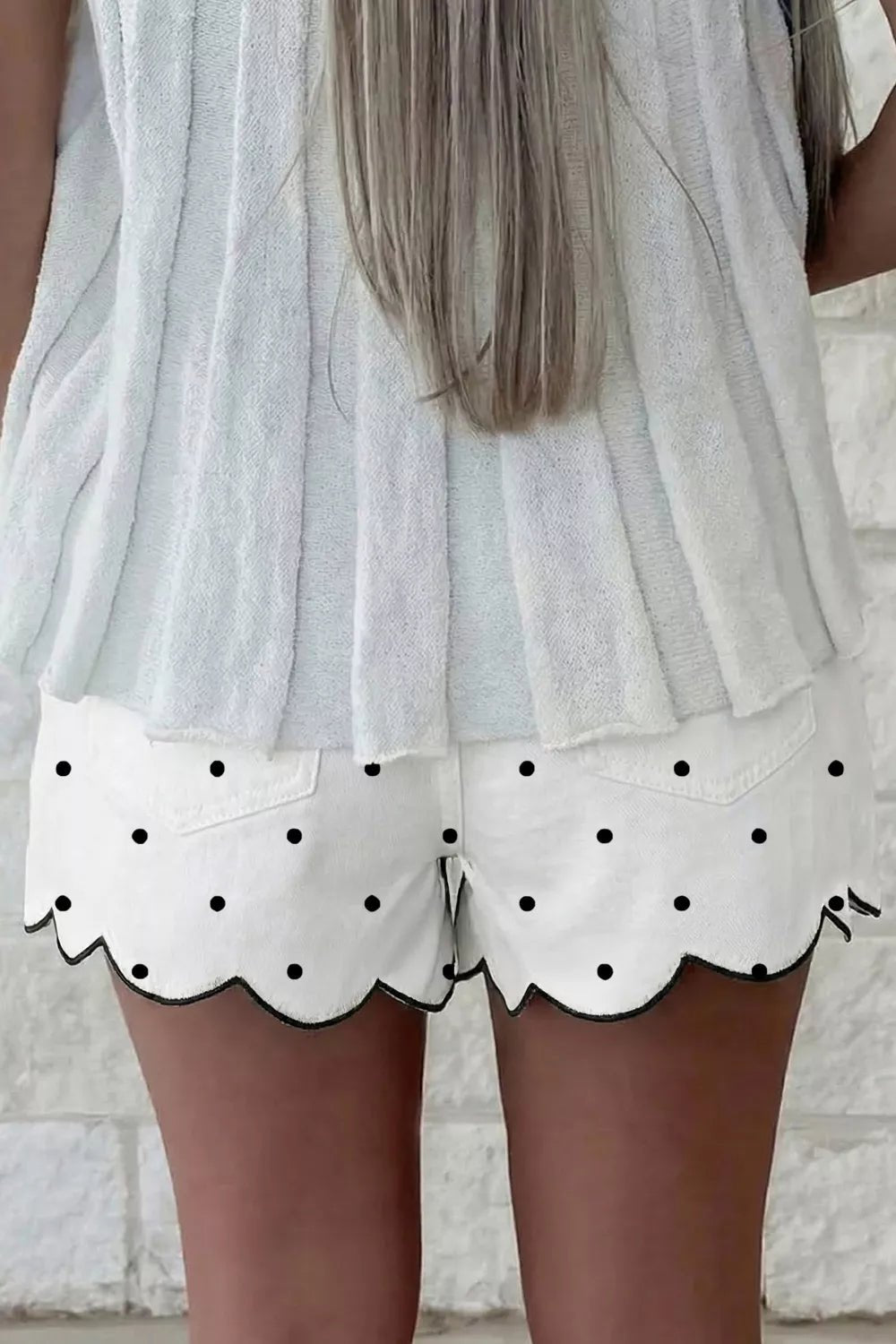 Polka Dot Scalloped Hem Shorts designed for comfort and style at Lookzlike
