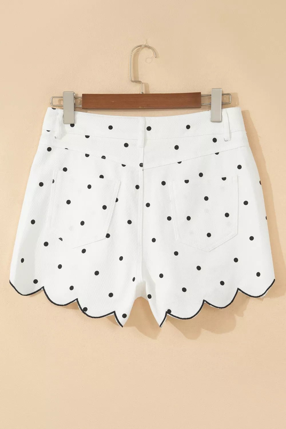 Polka Dot Scalloped Hem Shorts designed for comfort and style at Lookzlike