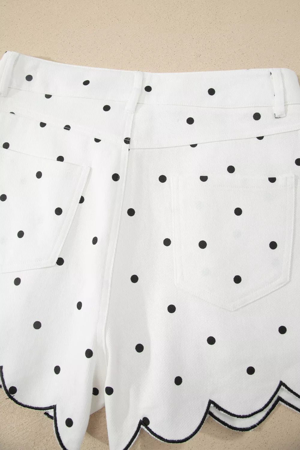 Polka Dot Scalloped Hem Shorts designed for comfort and style at Lookzlike