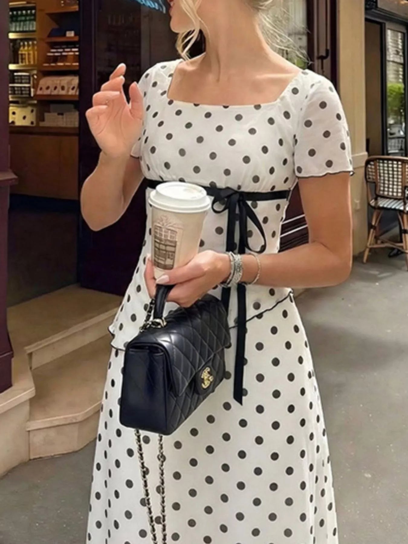 Polka Dot Square Neck Top and Skirt Set designed for comfort and style at Lookzlike
