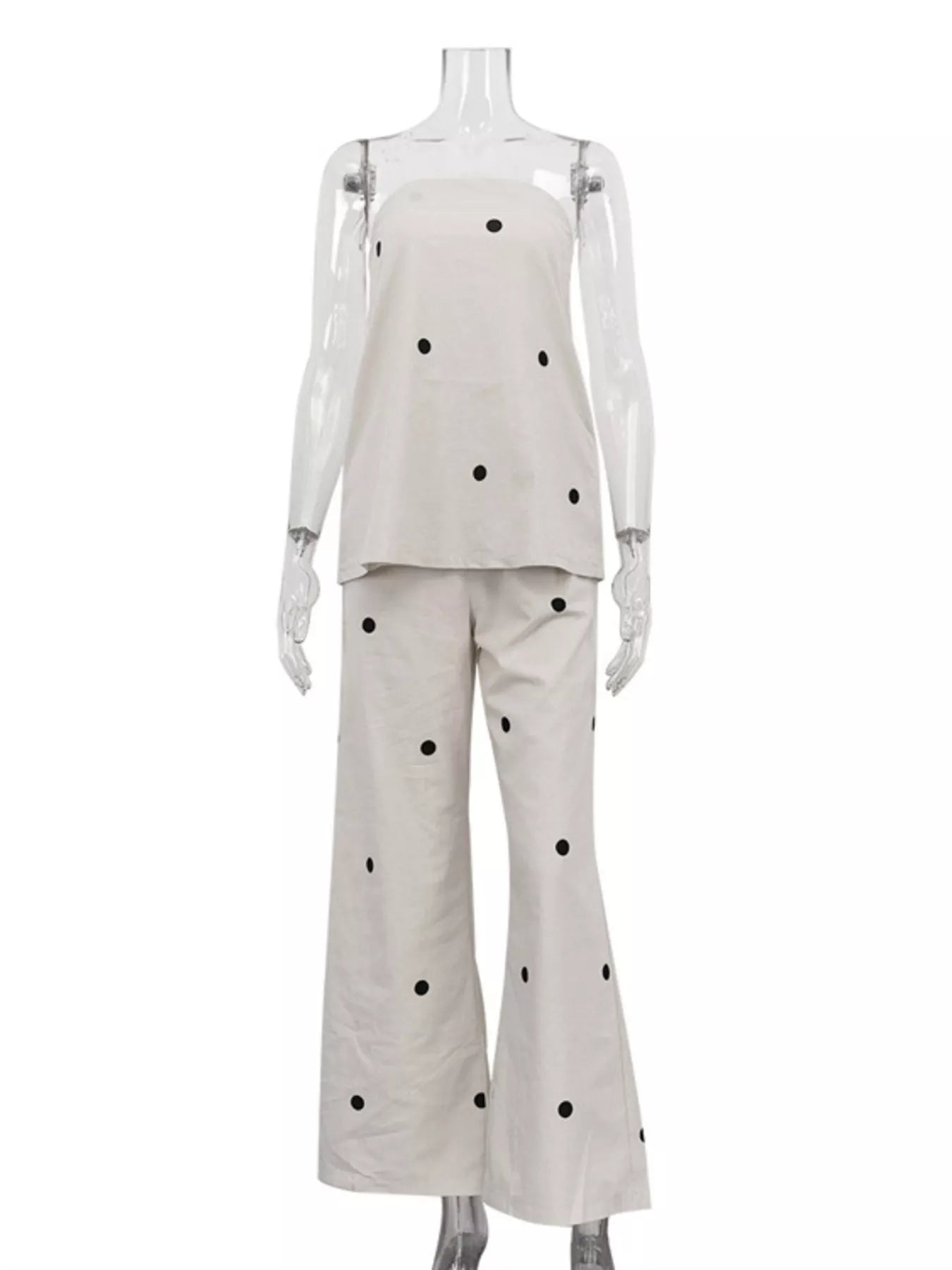 Polka Dot Tube Top and Pants Set designed for comfort and style at Lookzlike