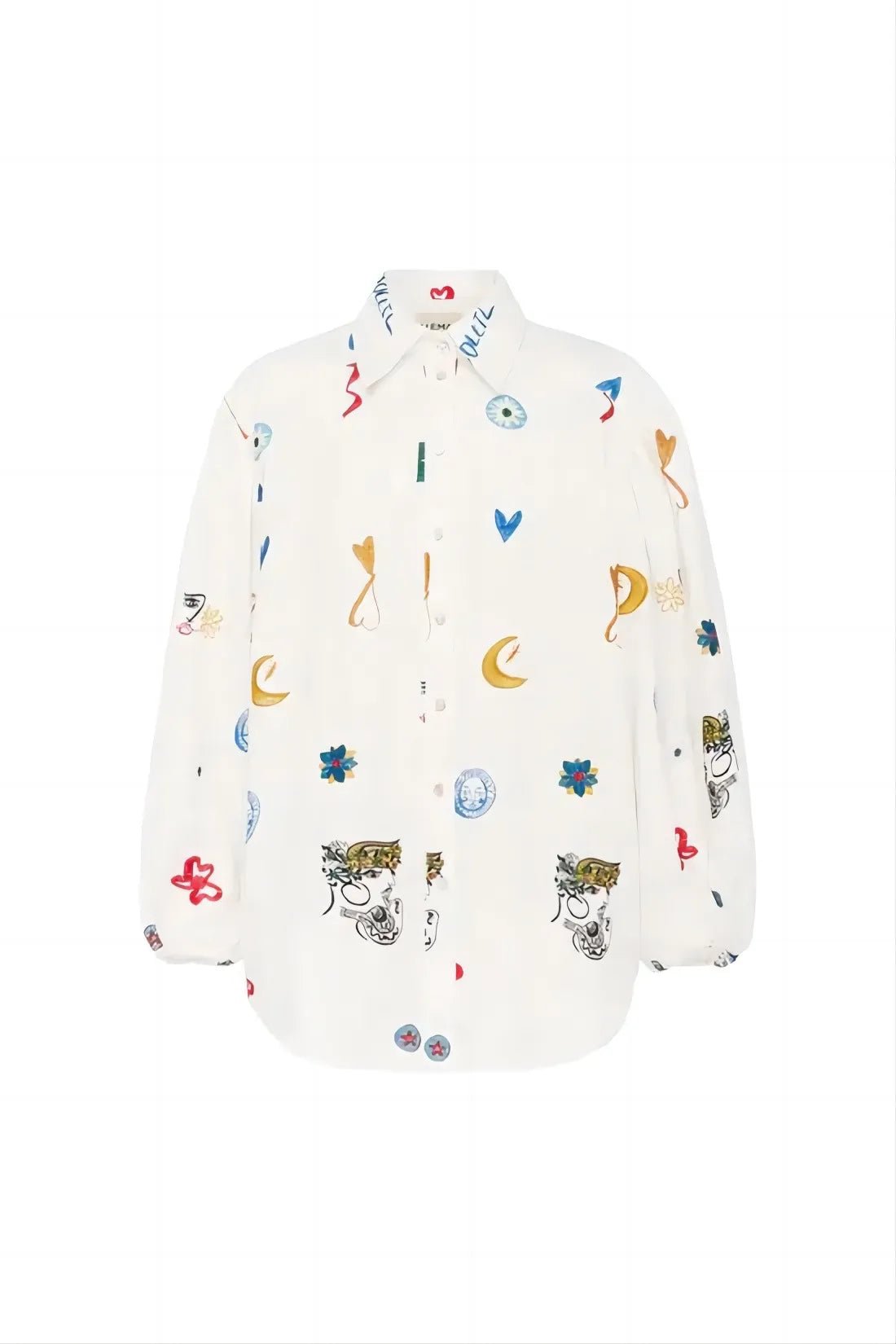 Printed Button Up Long Sleeve Shirt - Lookzlike