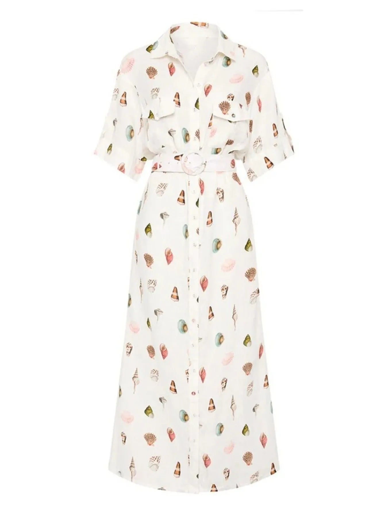 Printed Button Up Maxi Shirt Dress - Lookzlike