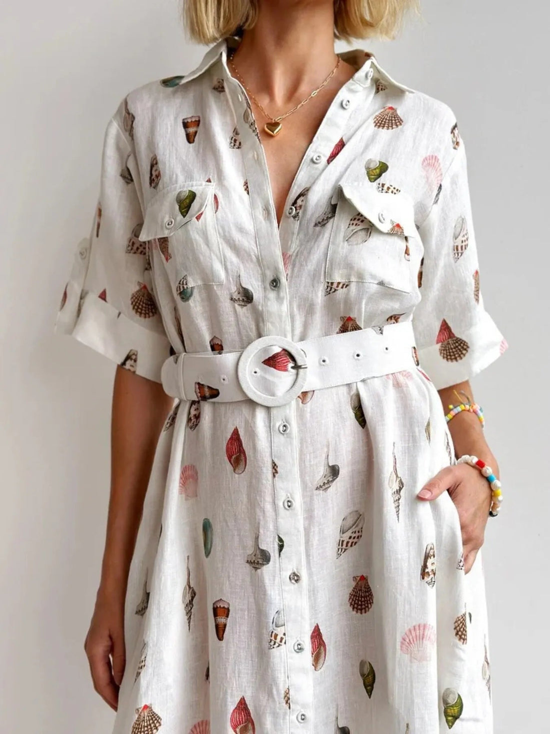 Printed Button Up Maxi Shirt Dress - Lookzlike