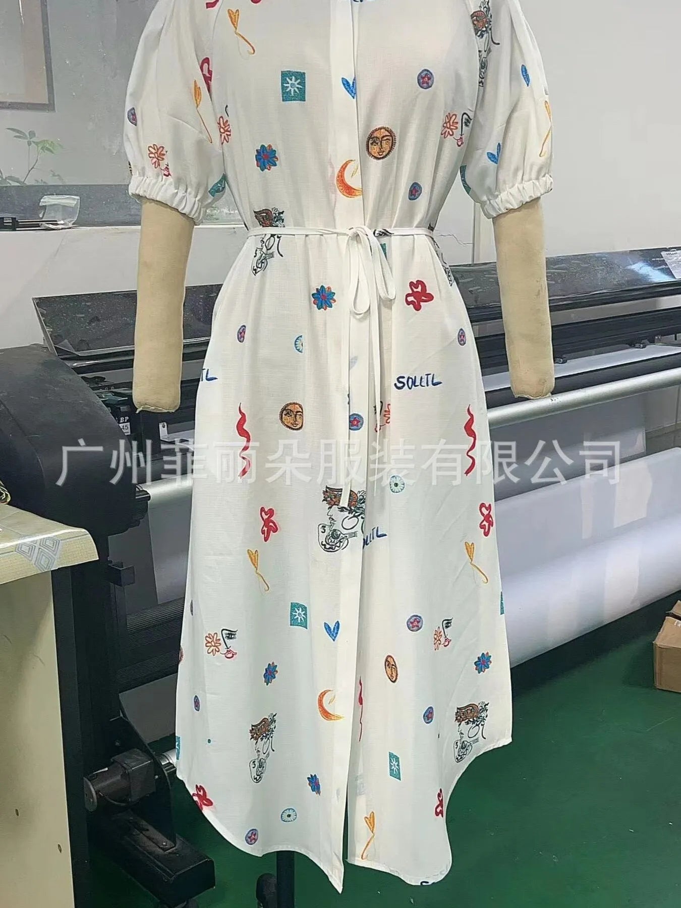Printed Button Up Midi Shirt Dress - Lookzlike
