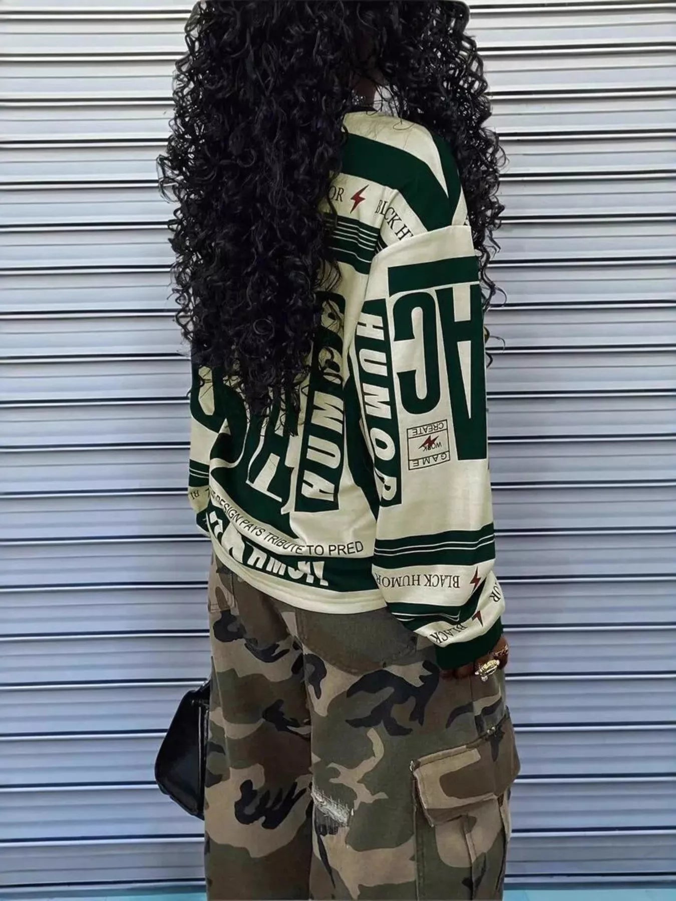 Printed Drop Shoulder Long Sleeve T-Shirt designed for comfort and style at Lookzlike