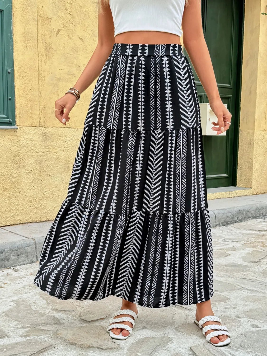 Printed High Waist Skirt - Lookzlike