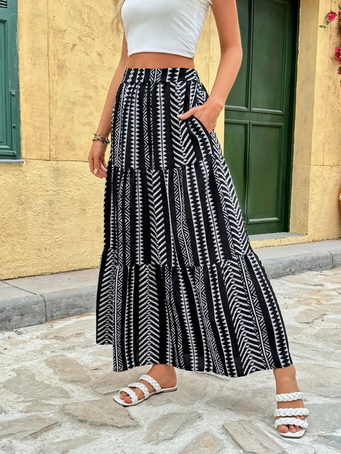Printed High Waist Skirt - Lookzlike