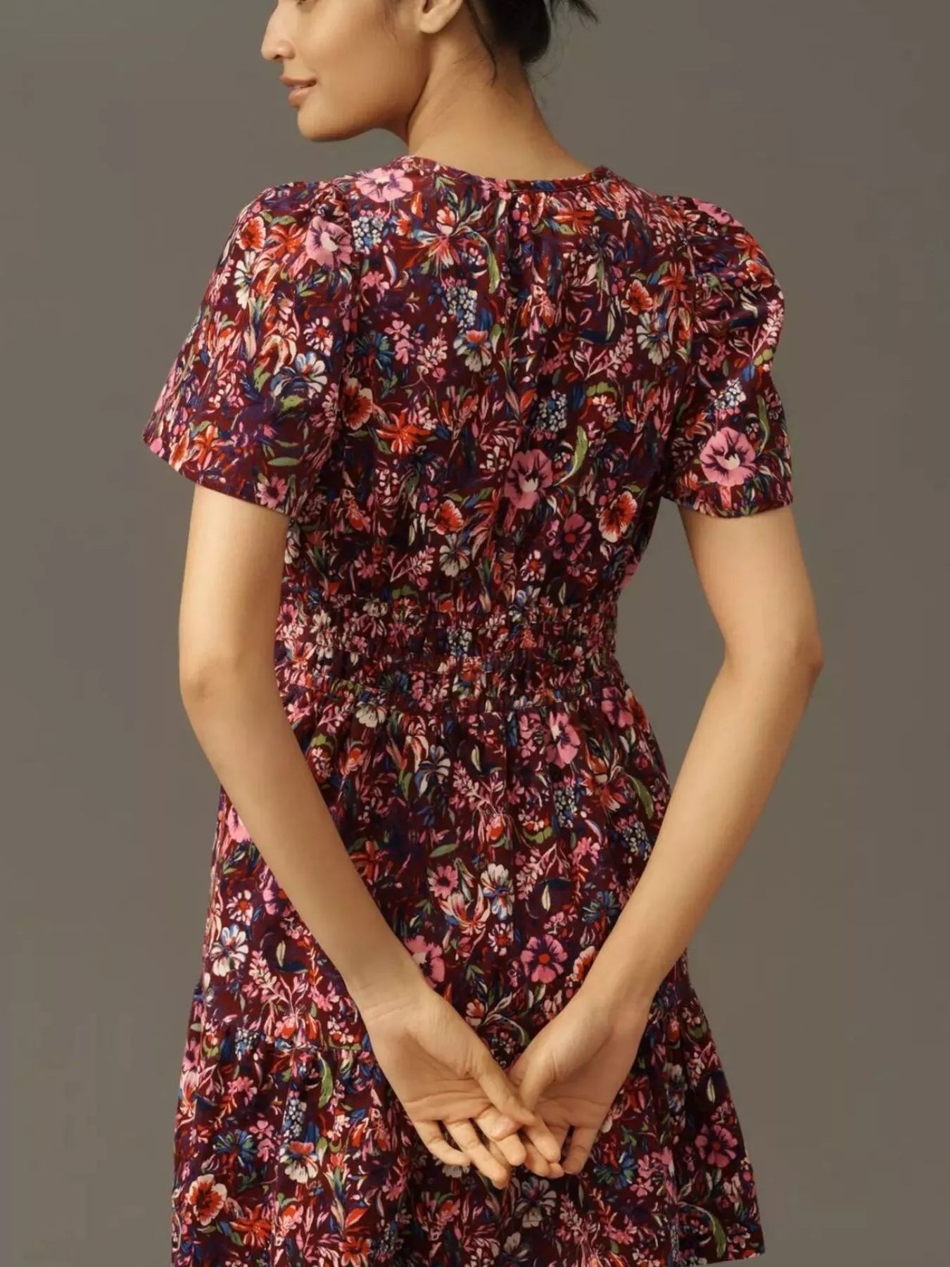 Printed Notched Short Sleeve Dress designed for comfort and style at Lookzlike