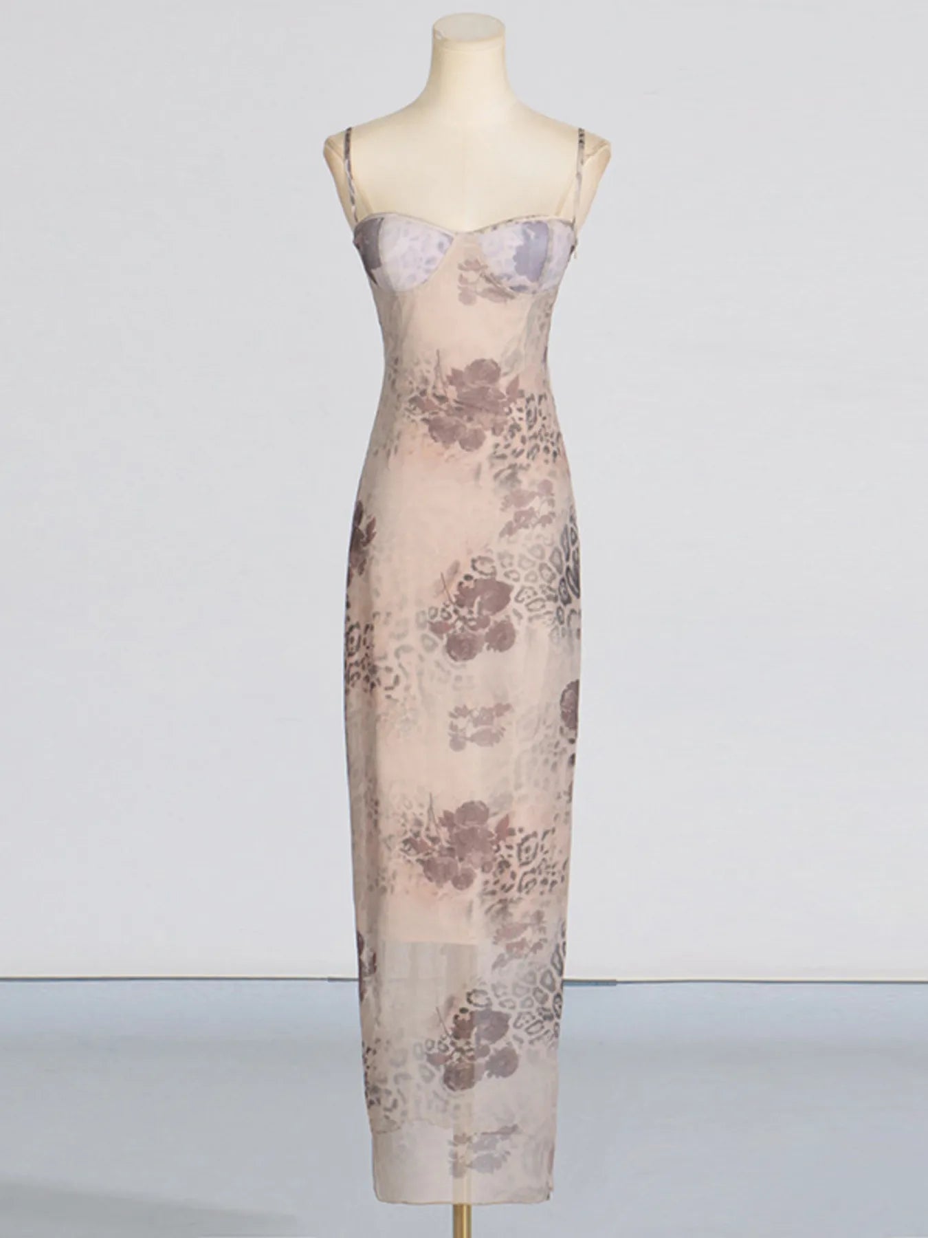 Printed Sweetheart Neck Bodycon Maxi Dress designed for comfort and style at Lookzlike