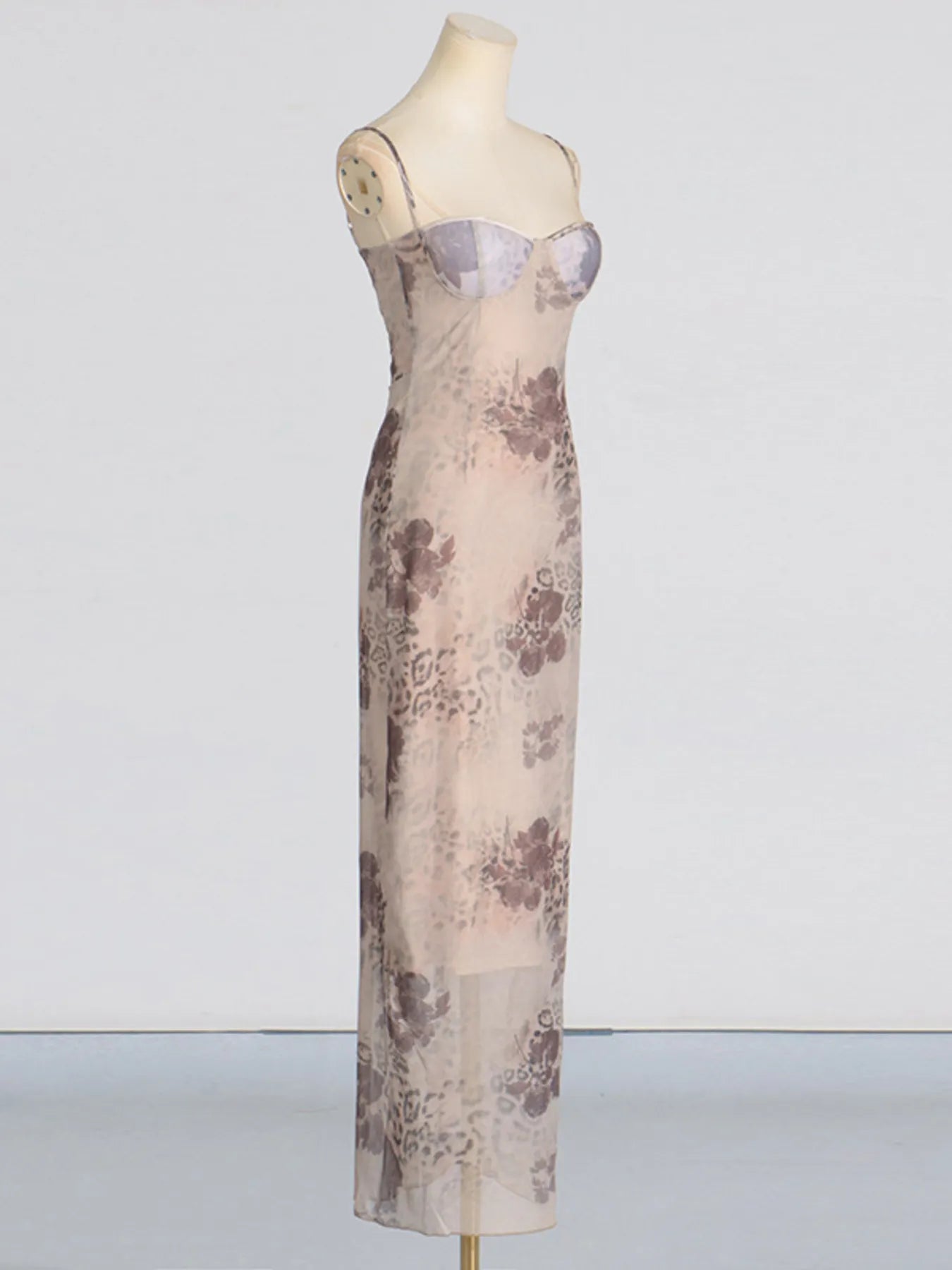 Printed Sweetheart Neck Bodycon Maxi Dress designed for comfort and style at Lookzlike