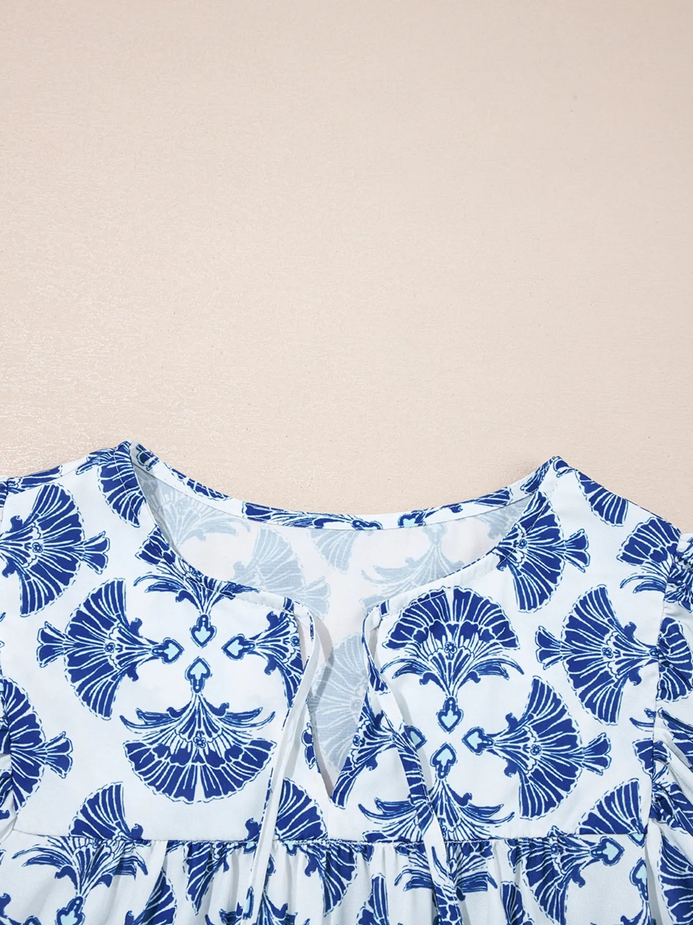 Printed Tassel Tie Neck Blouse - Lookzlike