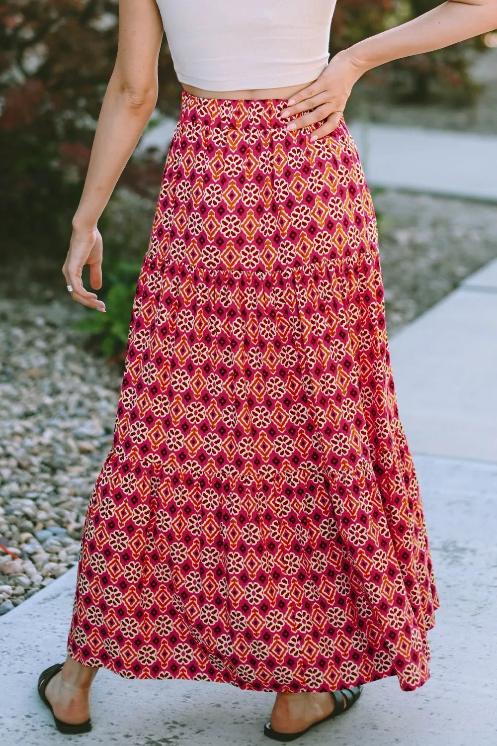 Printed Tiered Maxi Skirt - Lookzlike