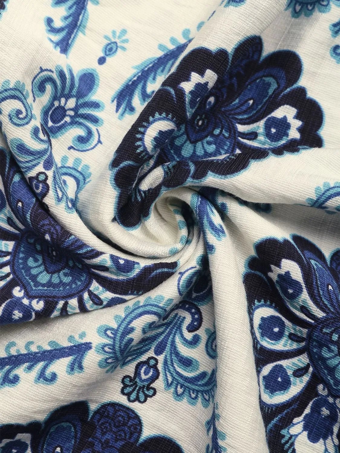 Printed V-Neck Cap Sleeve Dress - Lookzlike