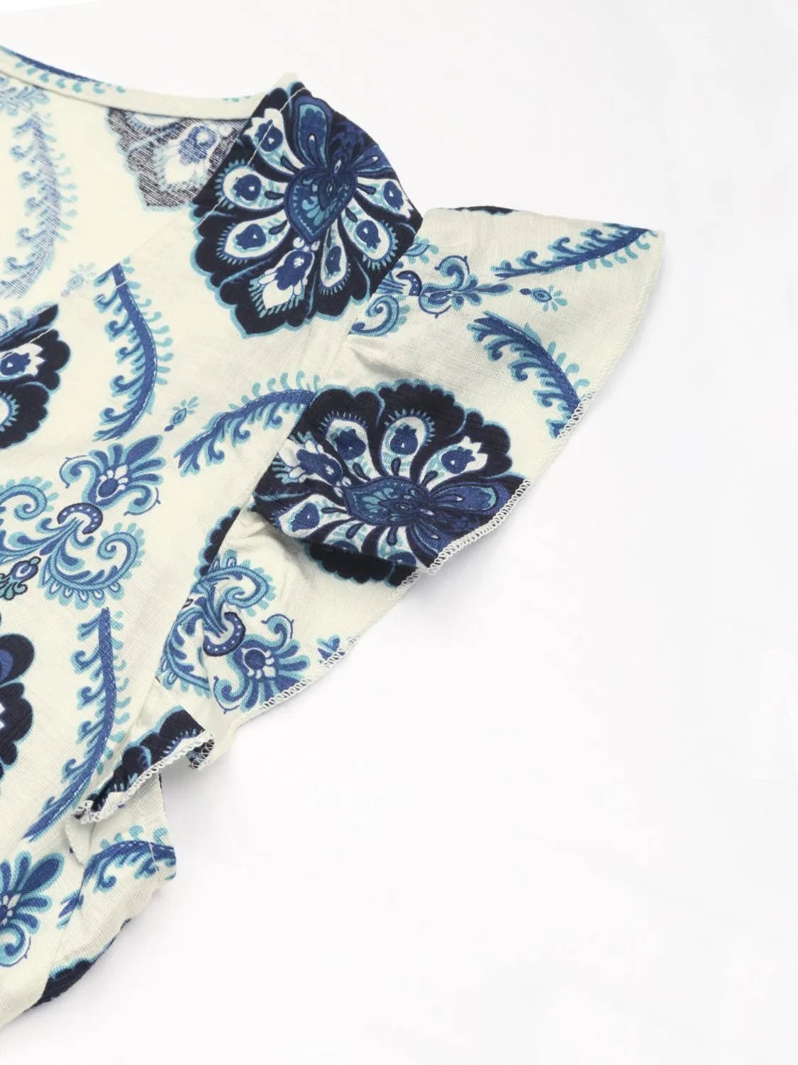Printed V-Neck Cap Sleeve Dress - Lookzlike