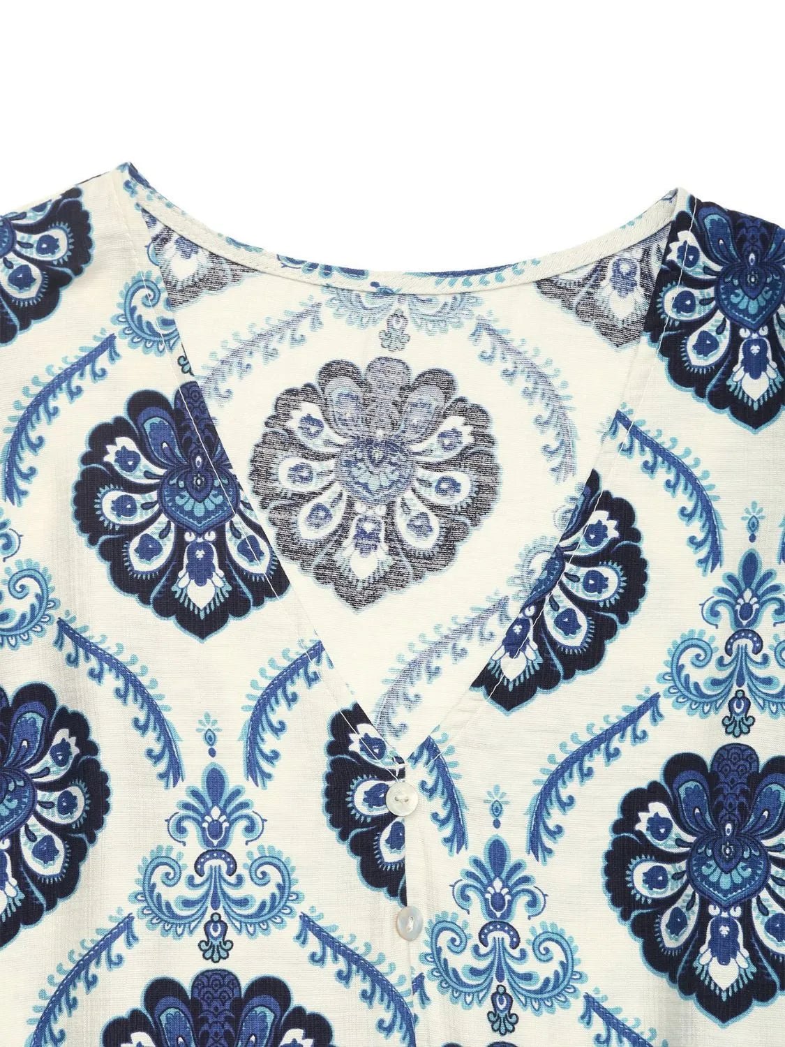 Printed V-Neck Cap Sleeve Dress - Lookzlike