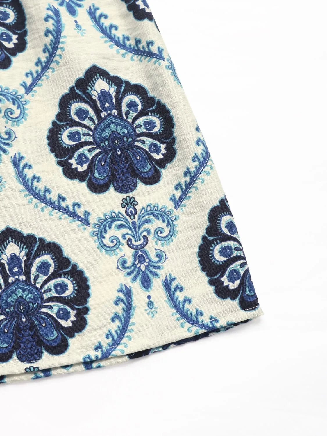 Printed V-Neck Cap Sleeve Dress - Lookzlike