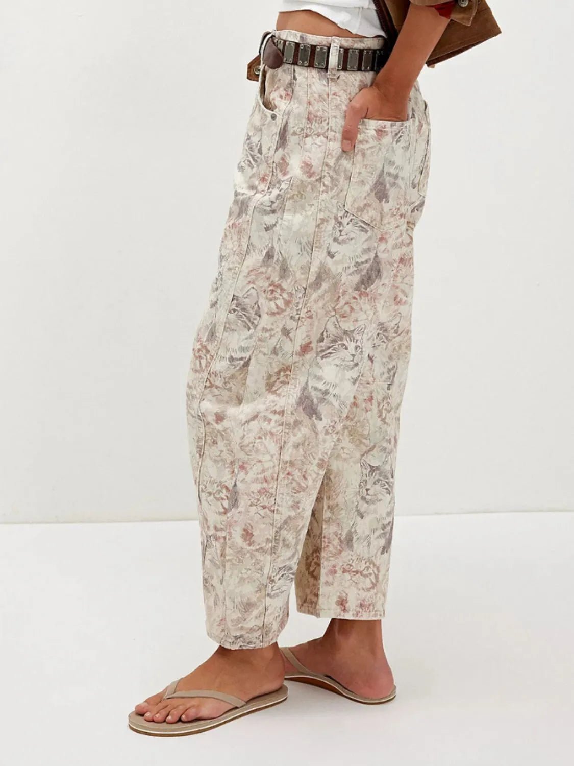 Printed Wide Leg Jeans - Lookzlike