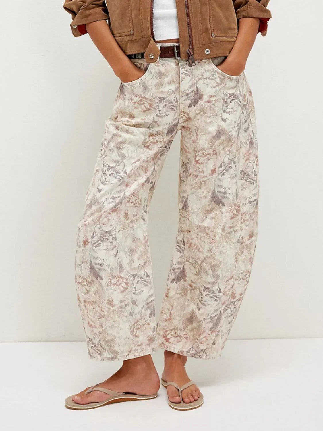 Printed Wide Leg Jeans - Lookzlike