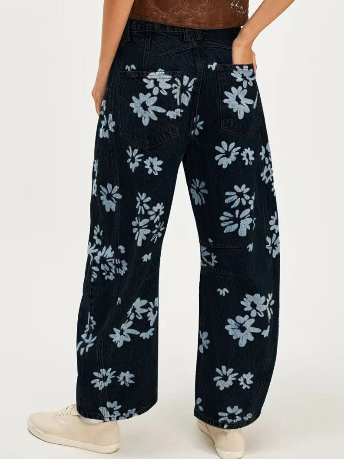 Printed Wide Leg Jeans - Lookzlike