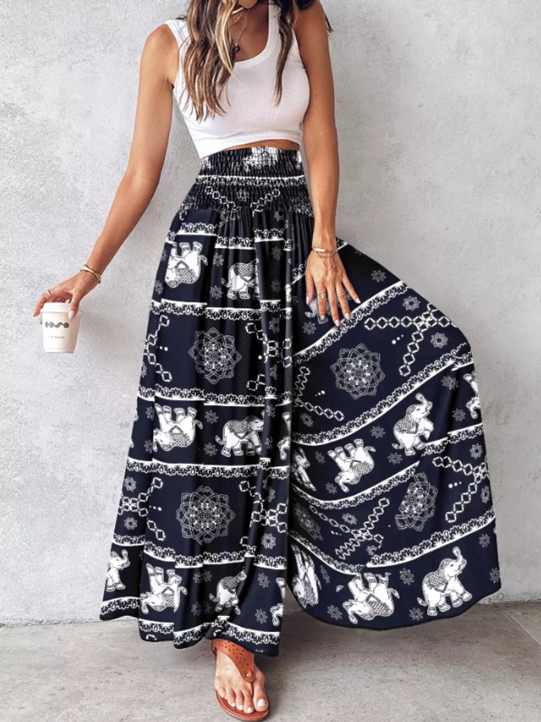 Printed Wide-Leg Pants designed for comfort and style at Lookzlike
