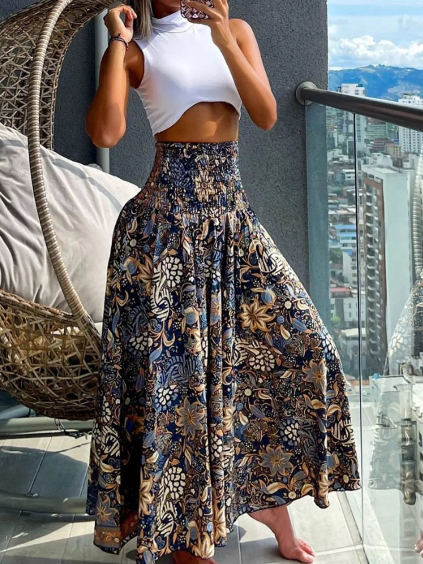 Printed Wide-Leg Pants designed for comfort and style at Lookzlike