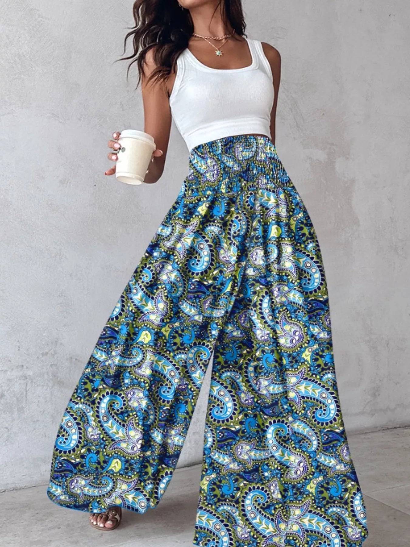Printed Wide-Leg Pants designed for comfort and style at Lookzlike