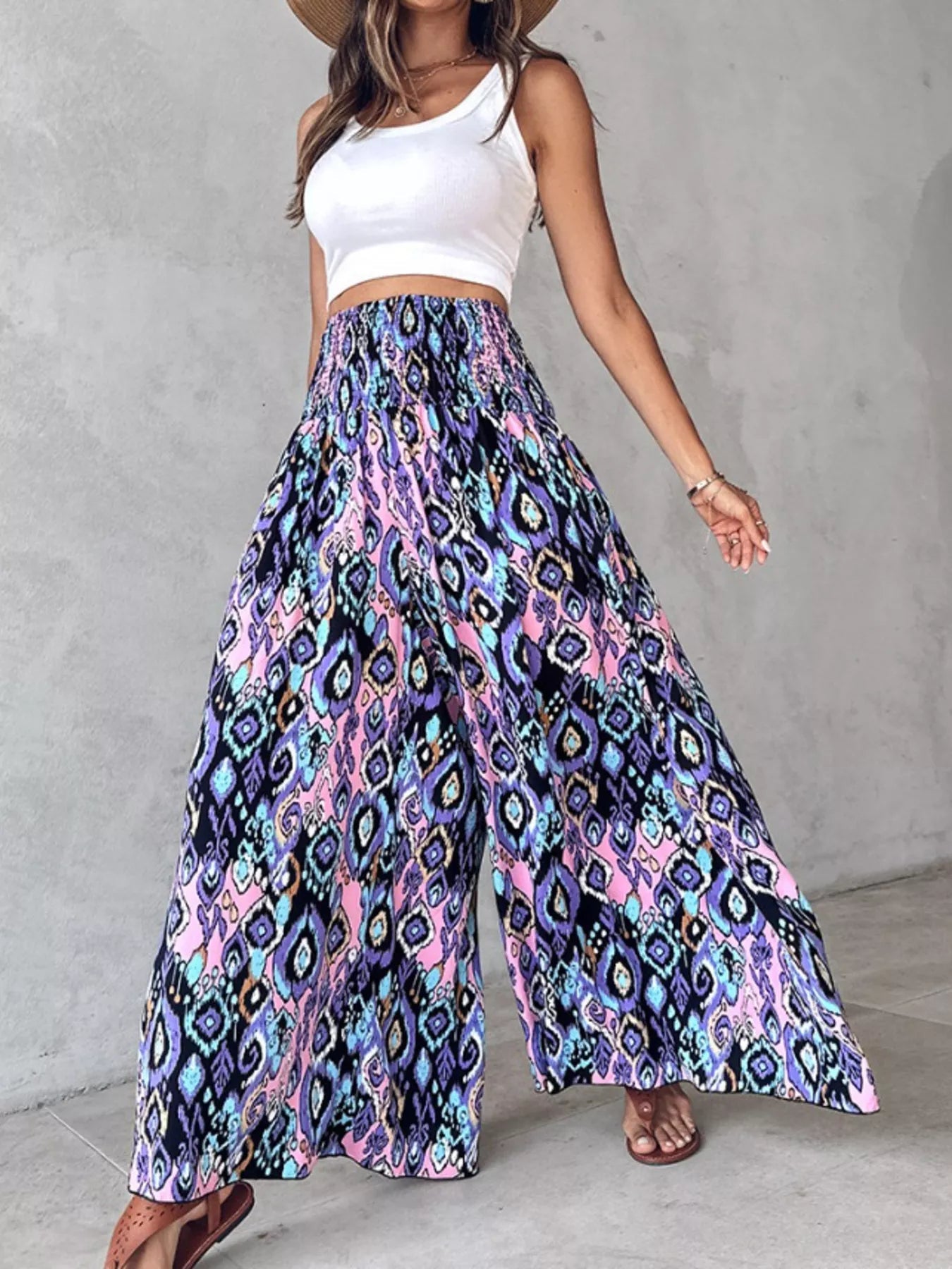 Printed Wide-Leg Pants designed for comfort and style at Lookzlike