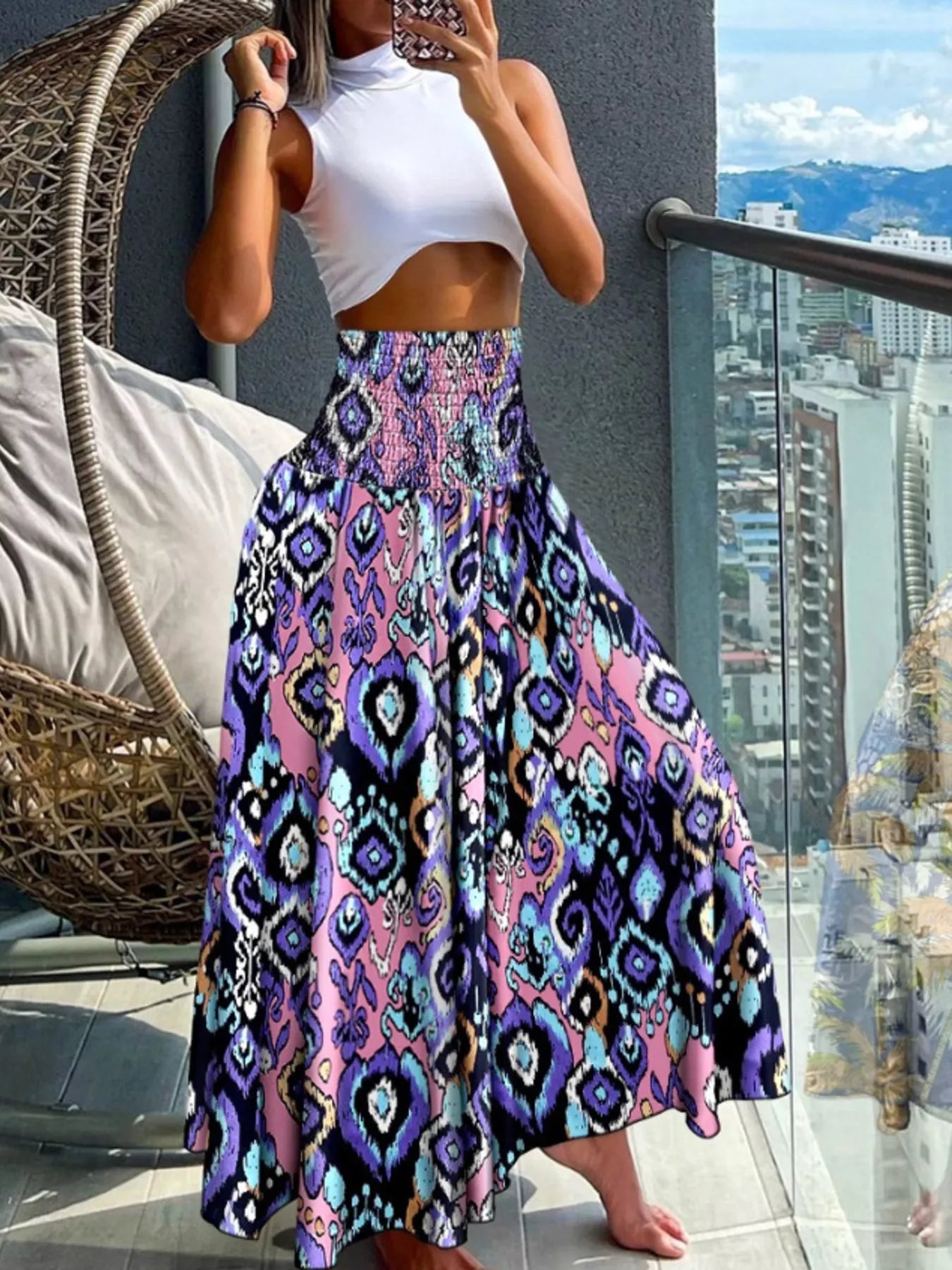 Printed Wide-Leg Pants designed for comfort and style at Lookzlike