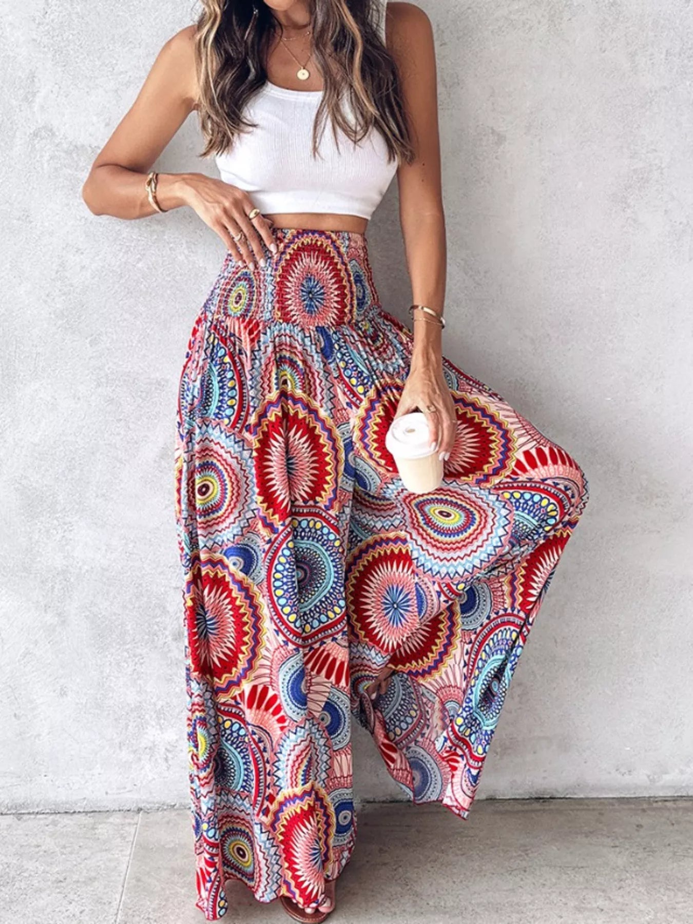 Printed Wide-Leg Pants designed for comfort and style at Lookzlike