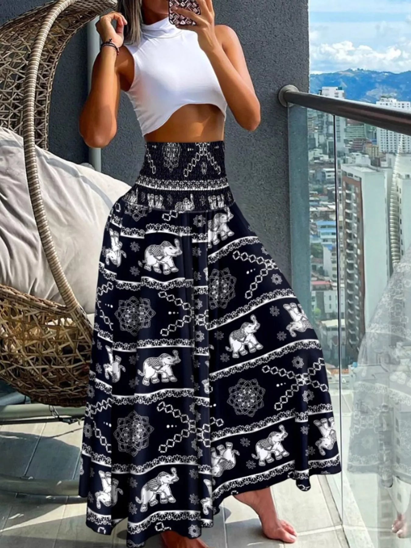 Printed Wide-Leg Pants designed for comfort and style at Lookzlike