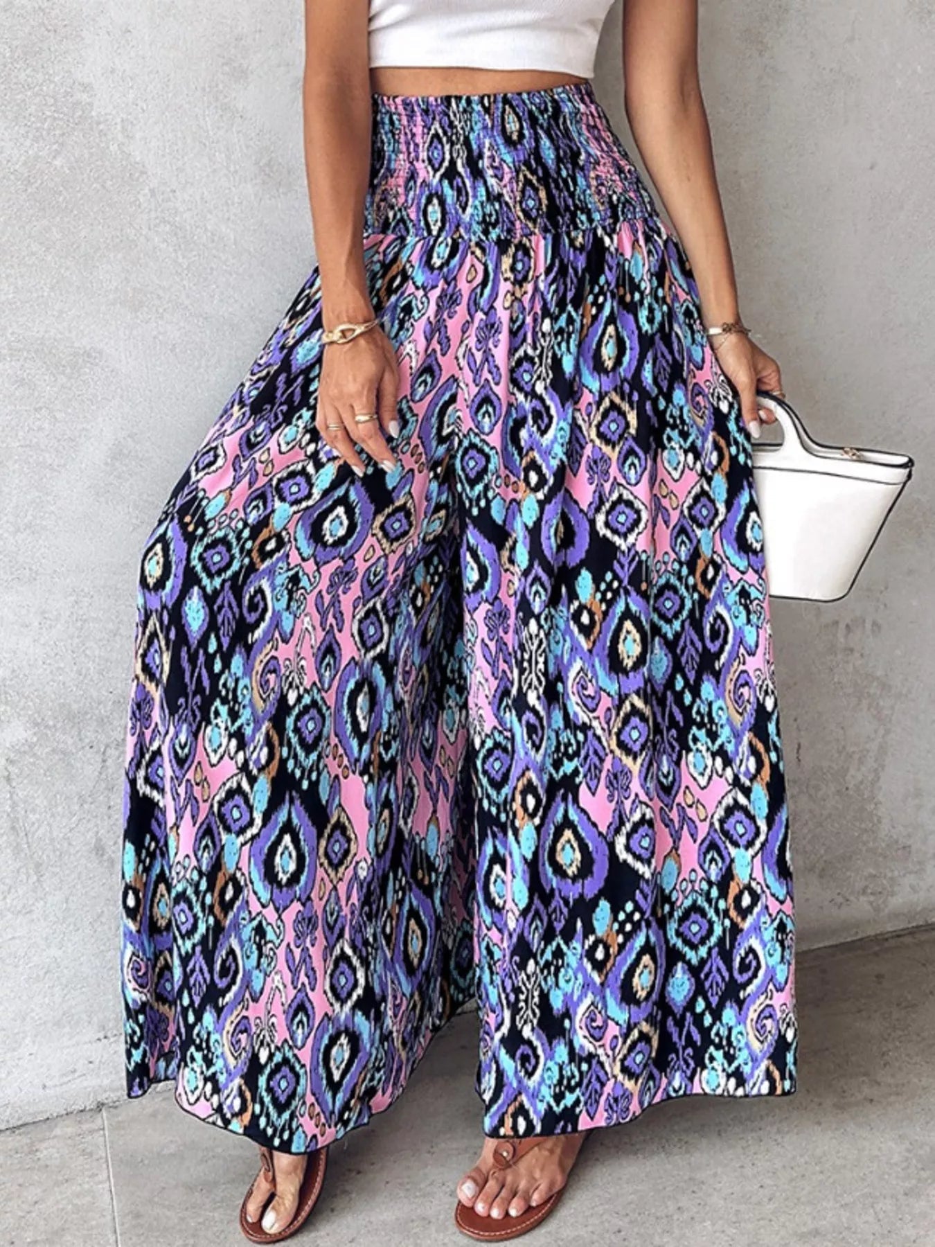 Printed Wide-Leg Pants designed for comfort and style at Lookzlike