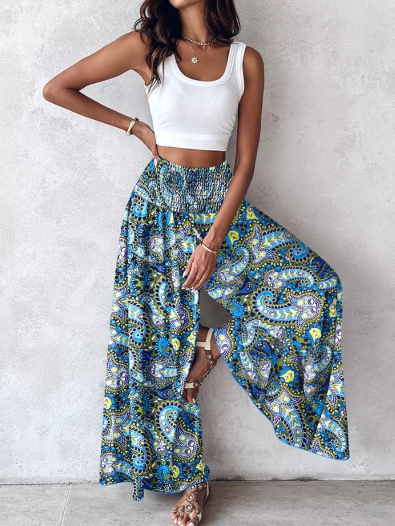 Printed Wide-Leg Pants designed for comfort and style at Lookzlike