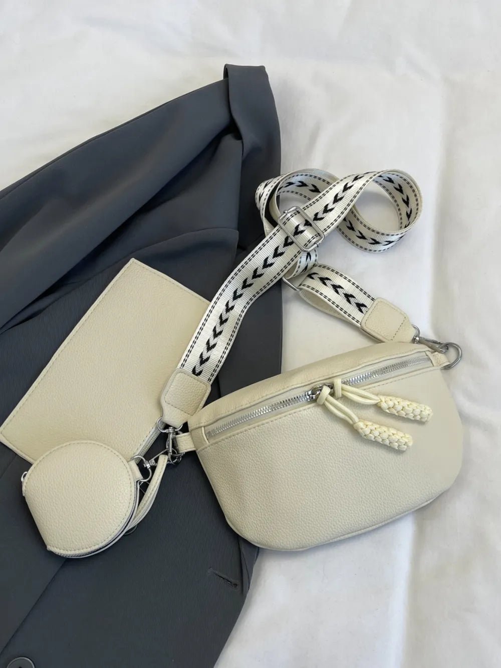 PU Leather Adjustable Strap Crossbody Bag with Coin Purse - Lookzlike