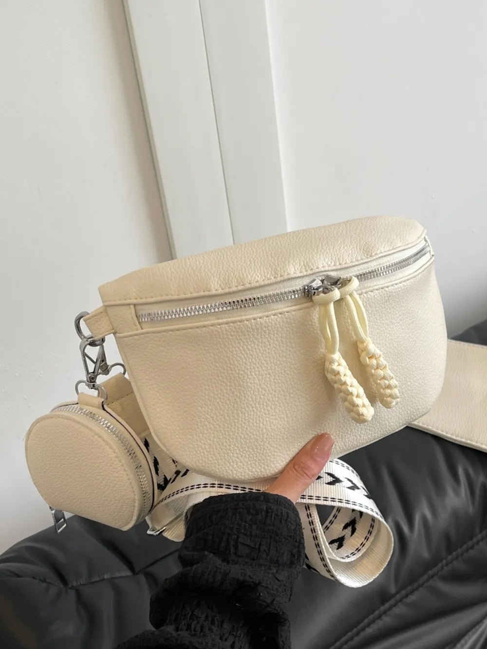 PU Leather Adjustable Strap Crossbody Bag with Coin Purse - Lookzlike