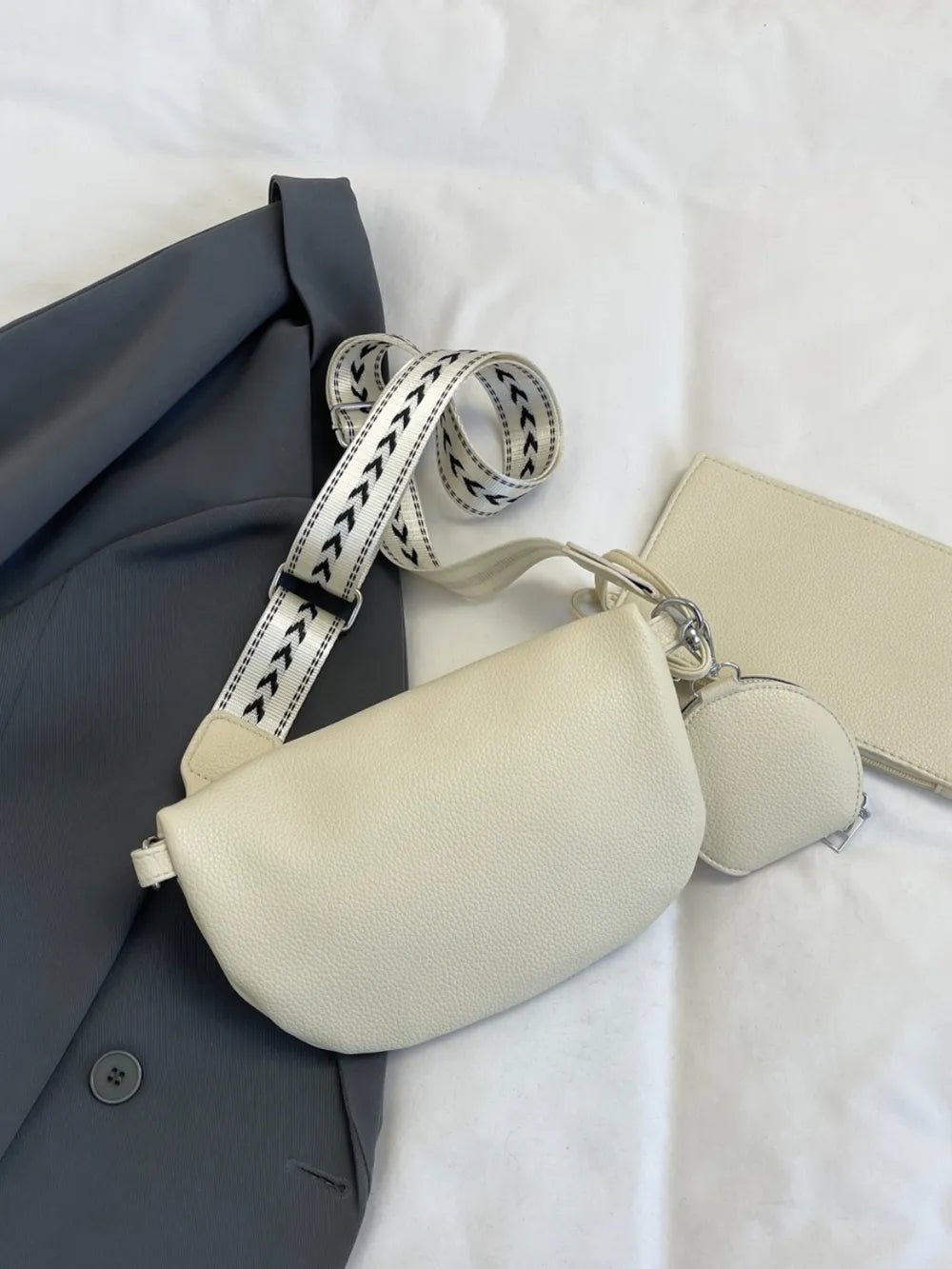 PU Leather Adjustable Strap Crossbody Bag with Coin Purse - Lookzlike