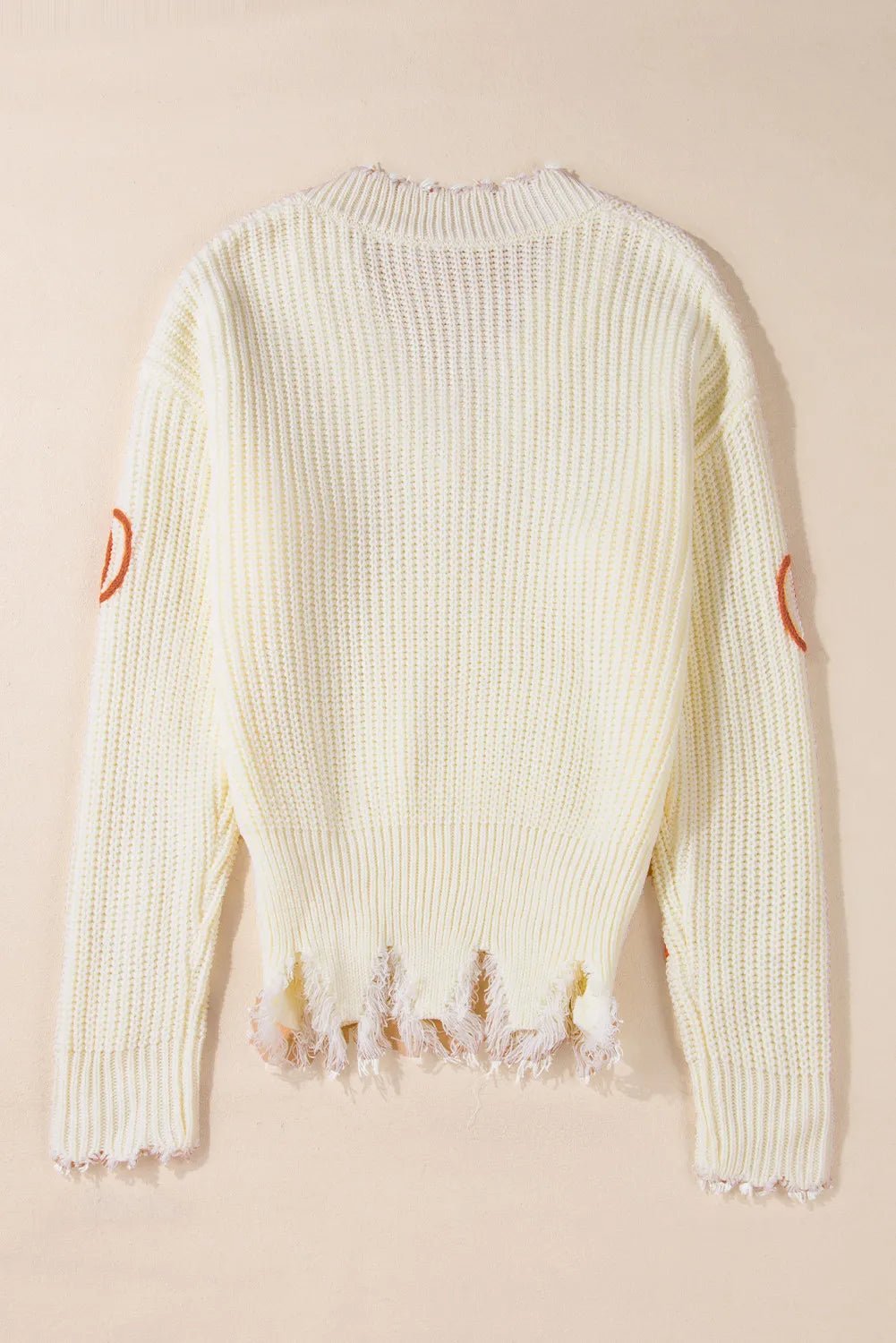 Raw Hem Pumpkin V - Neck Long Sleeve Sweater designed for comfort and style at Lookzlike