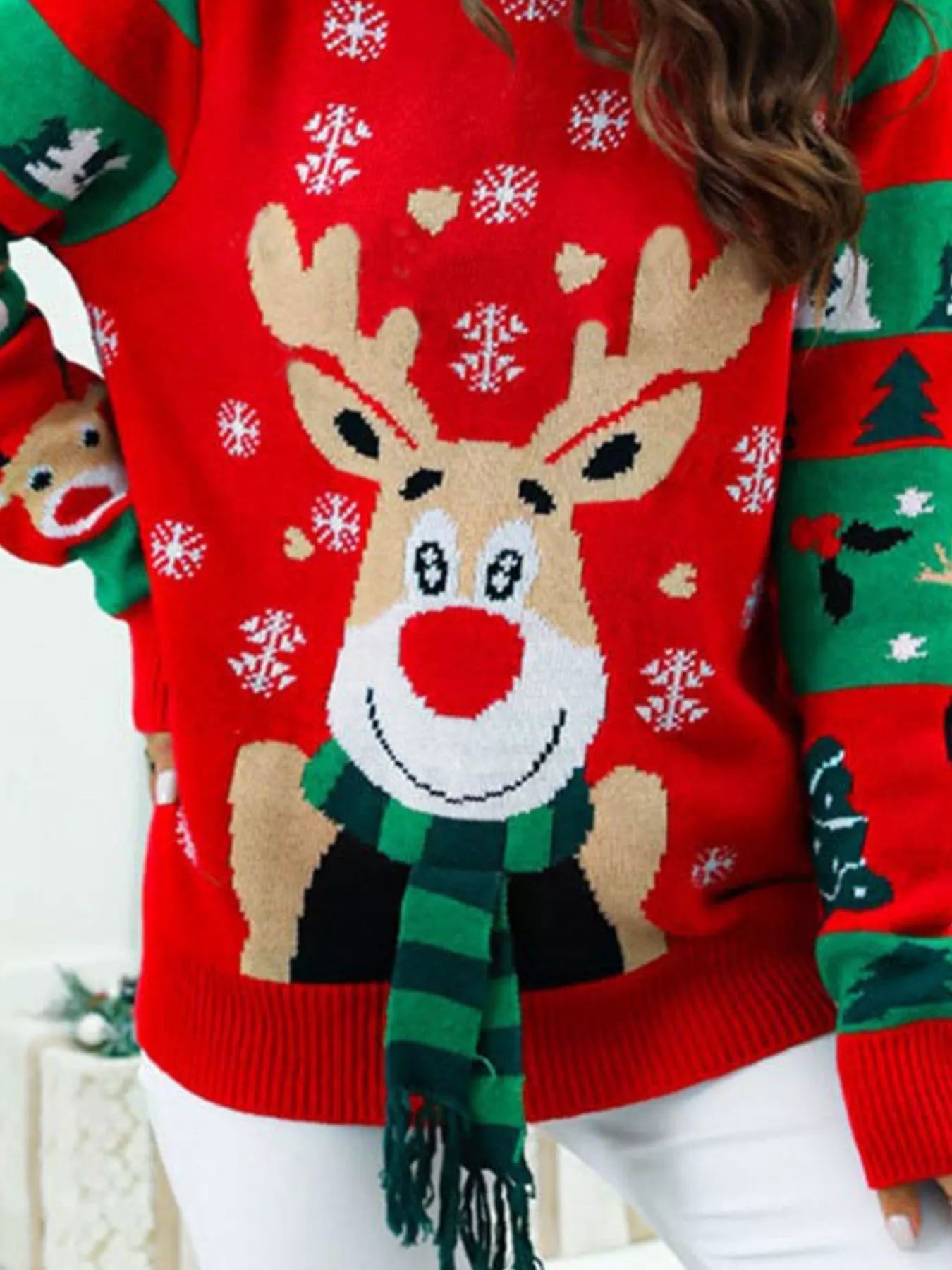 Reindeer Christmas Long Sleeve Sweater designed for comfort and style at Lookzlike