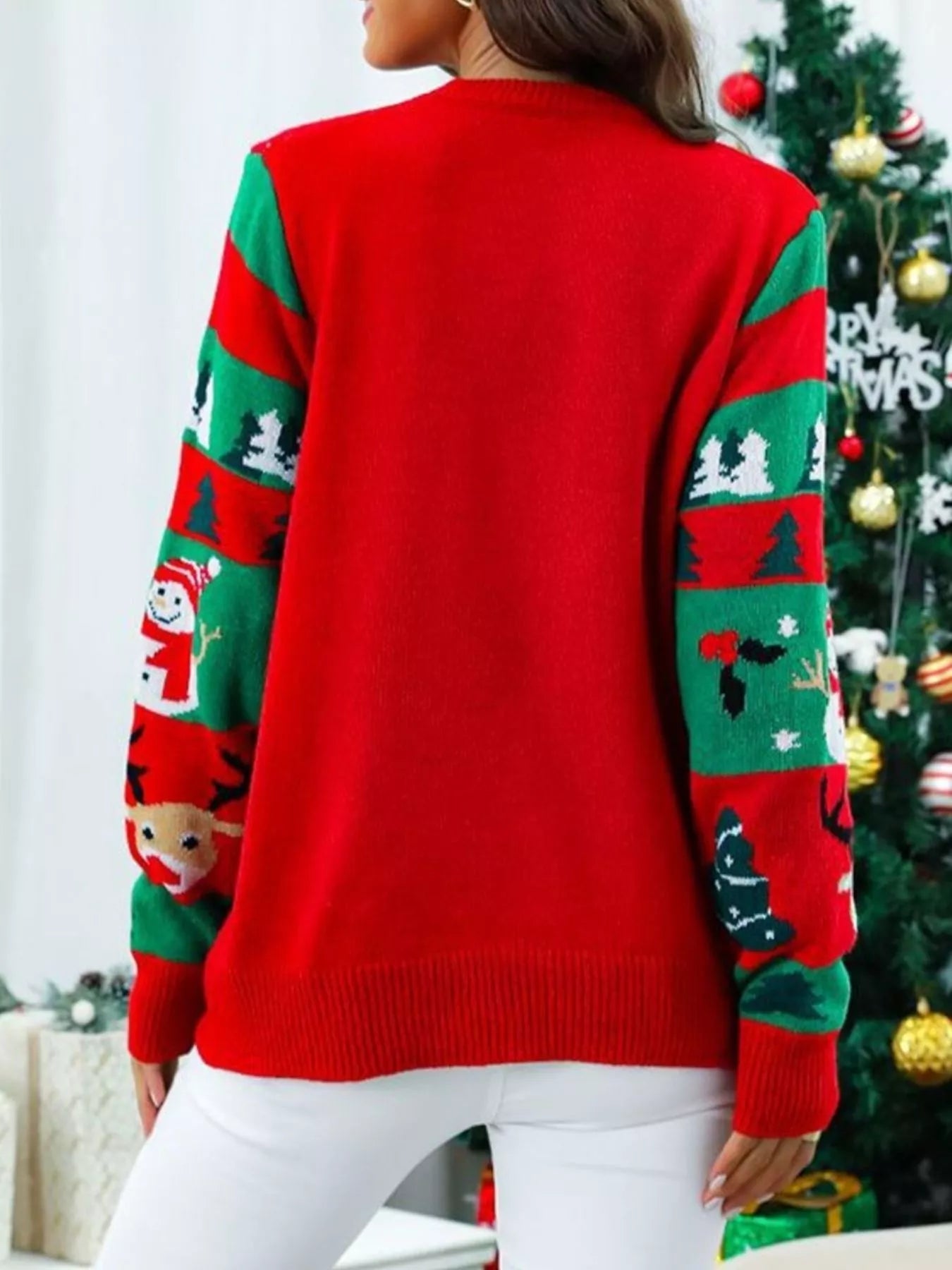 Reindeer Christmas Long Sleeve Sweater designed for comfort and style at Lookzlike