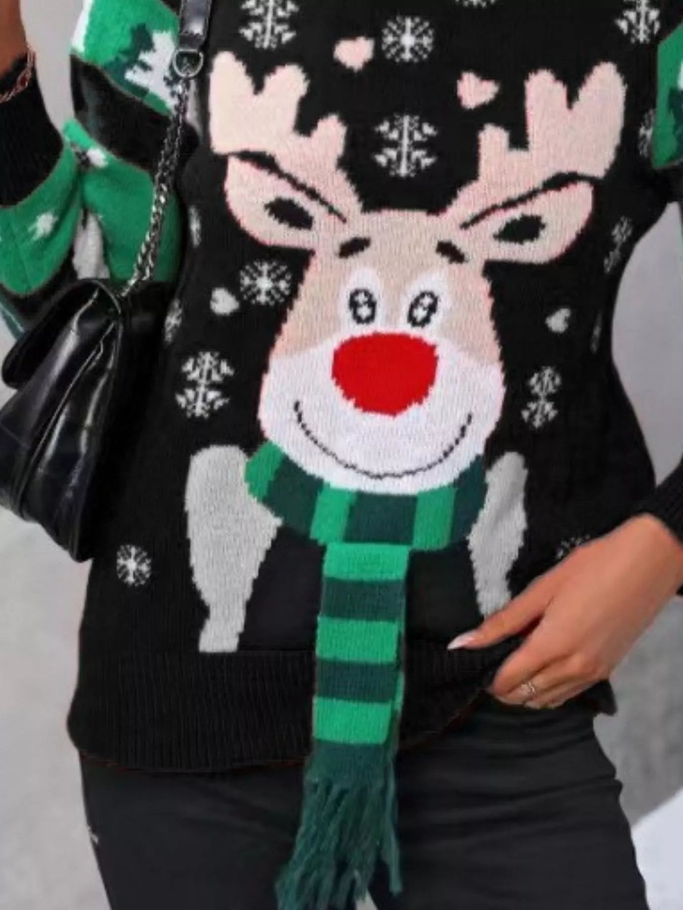 Reindeer Christmas Long Sleeve Sweater designed for comfort and style at Lookzlike