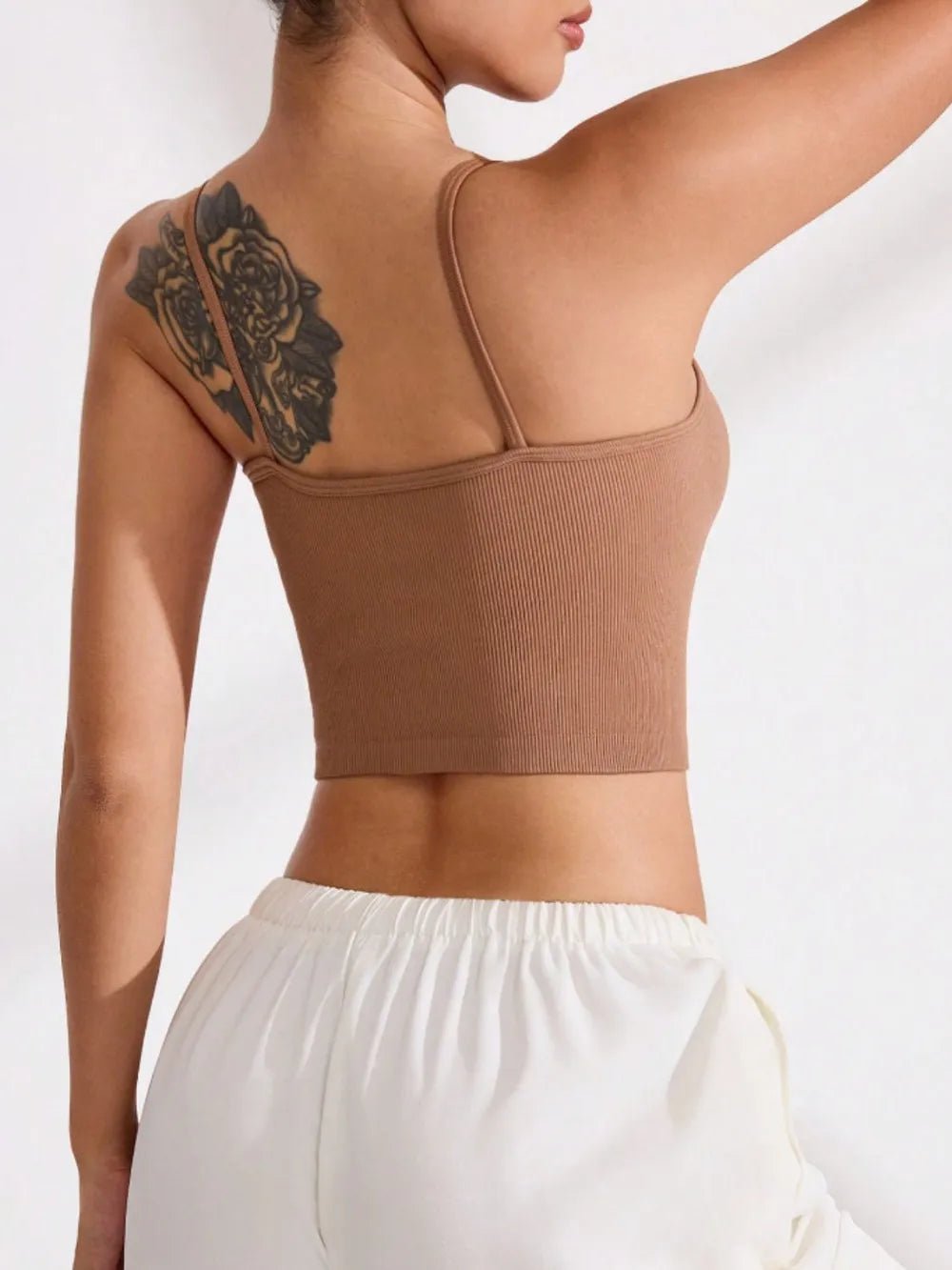 Ribbed Half Button Cropped Active Cami - Lookzlike
