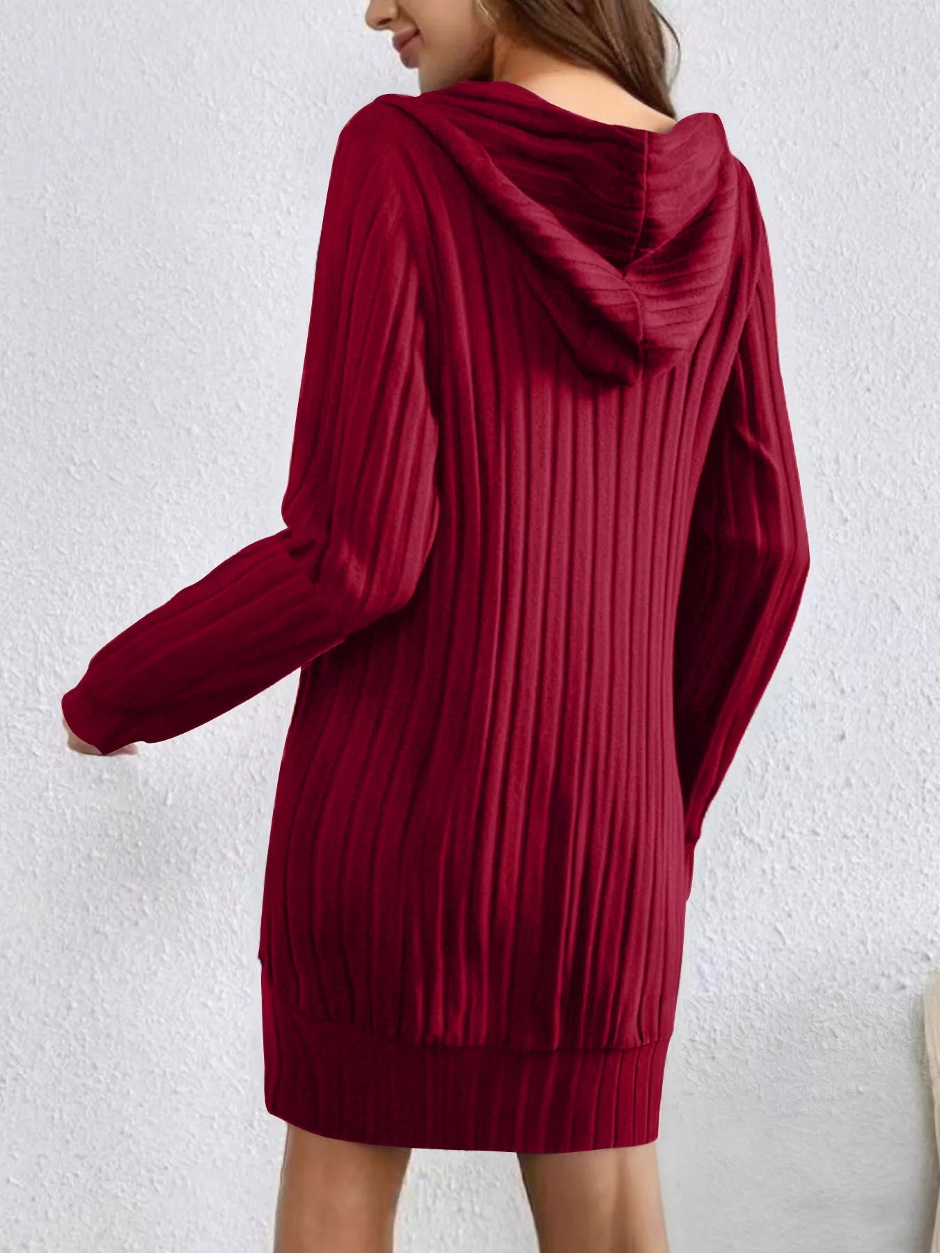 Ribbed Knit Hoodie Dress designed for comfort and style at Lookzlike